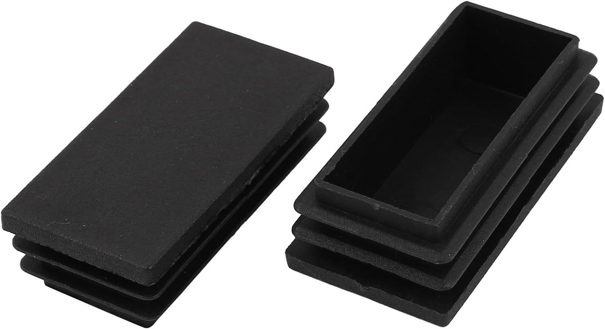 Rechthoekige Eindkappen voor Buis (60x30 mm) - 2 Stuks Zwarte Kunststof Inzetstukken voor Meubelpoten