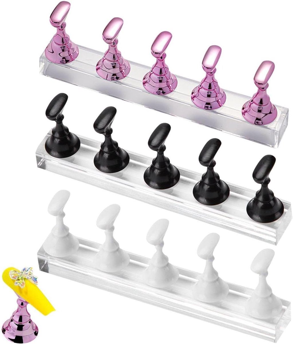 Manicure oefenbasis voor kunstnagels - 3-delig - Handige acrylnagelstandaard