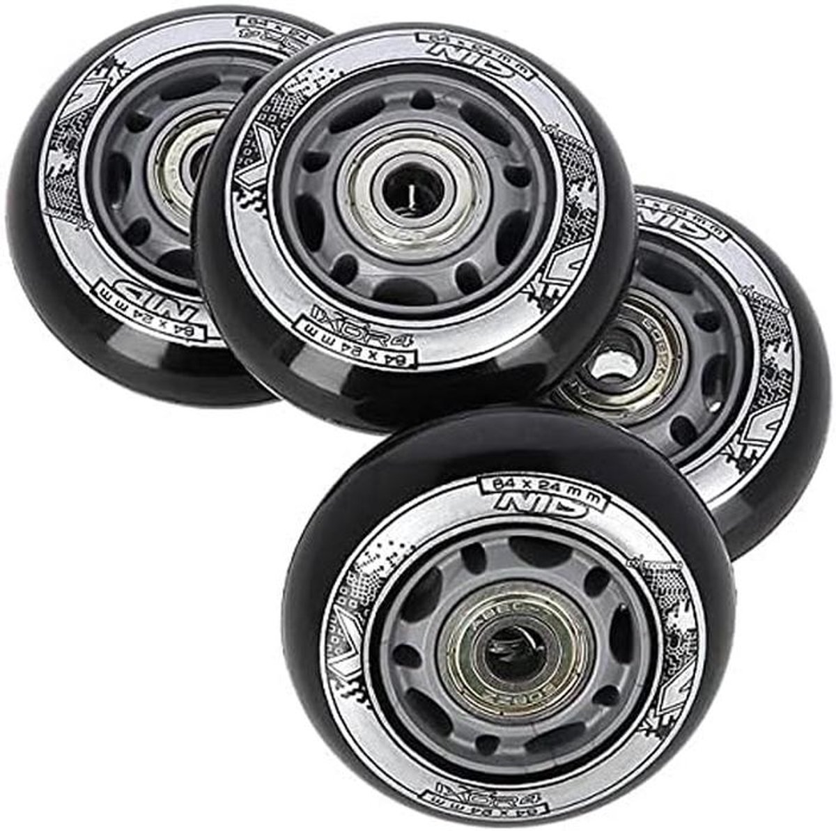 Inline Skate Wielen Set 64mm 82A met ABEC-9 Lagers (4 Stuks)