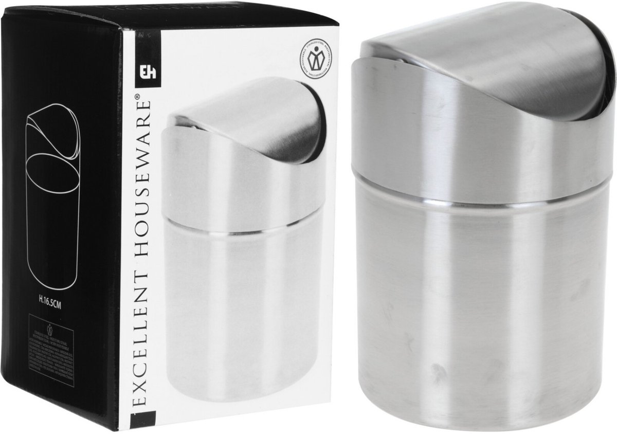 Ronde RVS Tafelafvalbak - 1,5 L, Zilver