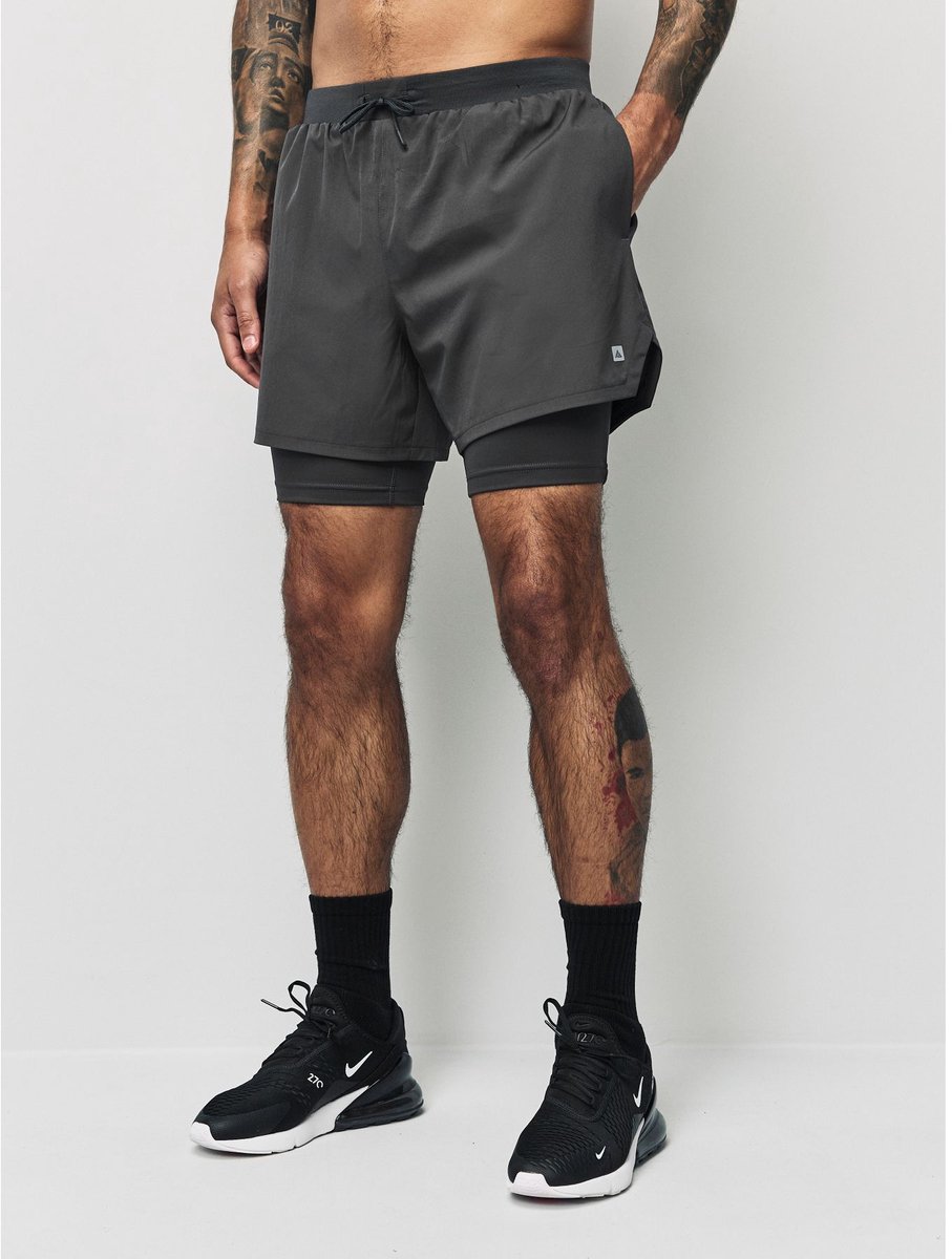 Next - Heren - Active 2-in-1 shorts - Grijs