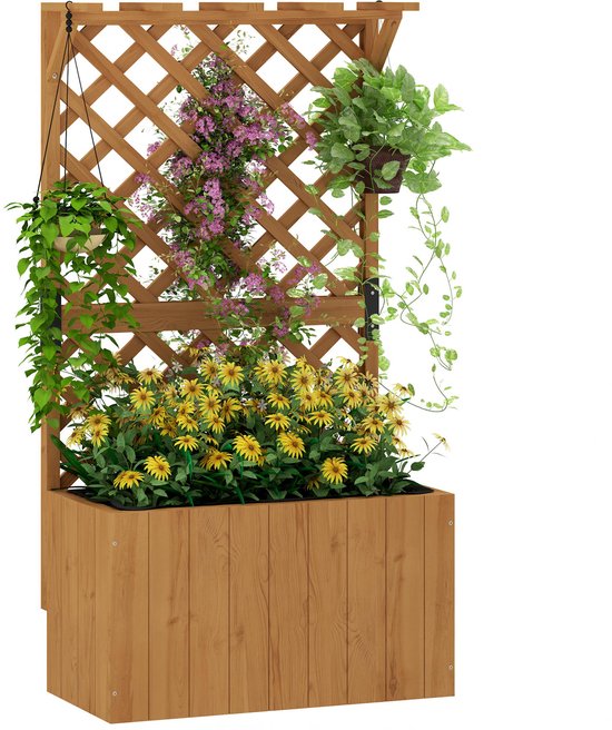 4goodz Plantenbak Hout met klimrek -33x64x122 cm