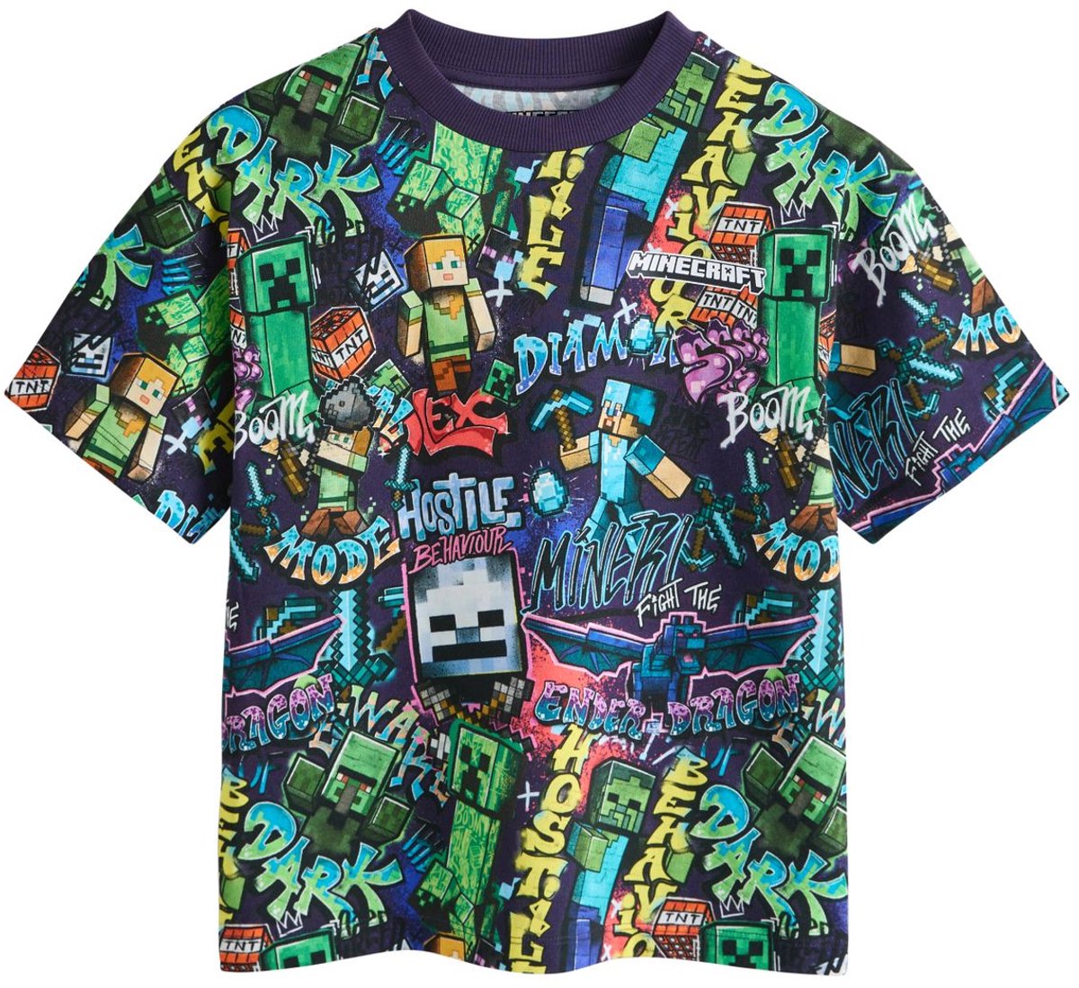 Next - Jongens - Minecraft T-shirt - Paars
