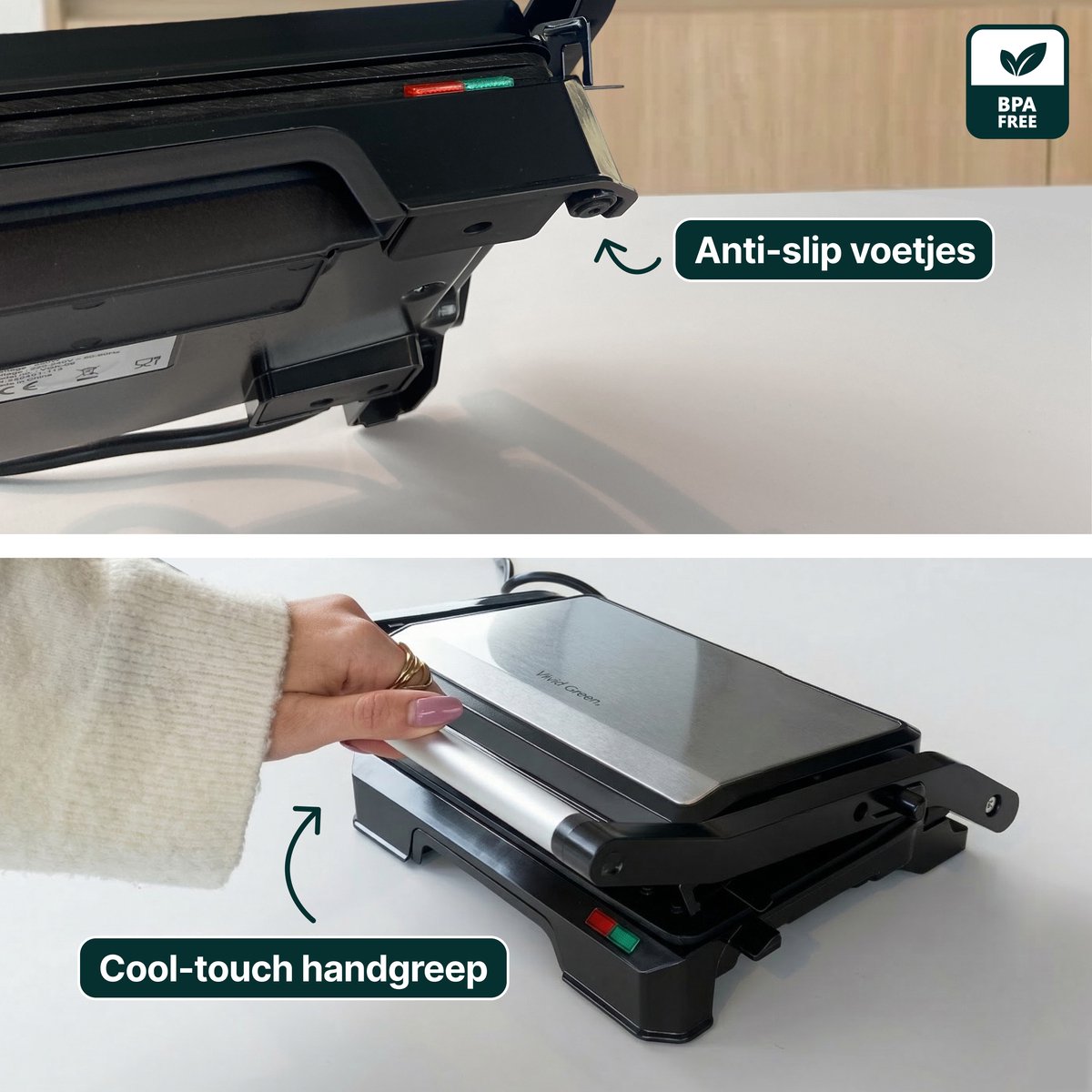 Tosti Apparaat voor 2 Tosti's - Grill IJzer - Contactgrill - Panini - Apparaten - Uitklapbaar - Vivid Green — cadeau in Kookcadeaus - foto 4
