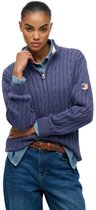 Superdry - Slouchy Cable Halve Rits Trui - Dames - Sweaters