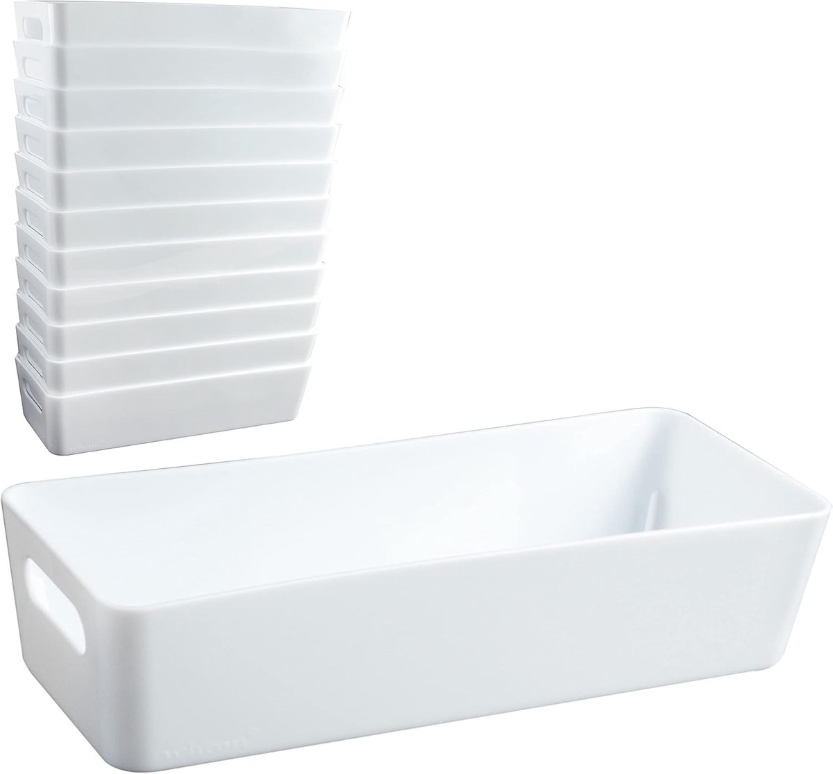 Opbergbox Set - Lade Organizer - Bureau Kast - Stapelbaar Ontwerp - 25x10x6cm - Wit