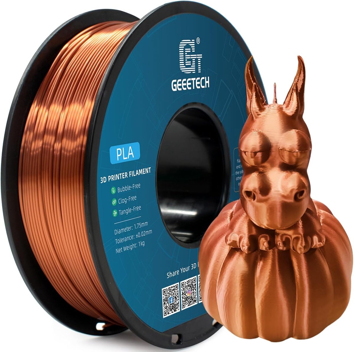 3D Print Materiaal - PLA Spoel - Objecten Creëren - Zijdeglans Afwerking - 175 mm - Koper