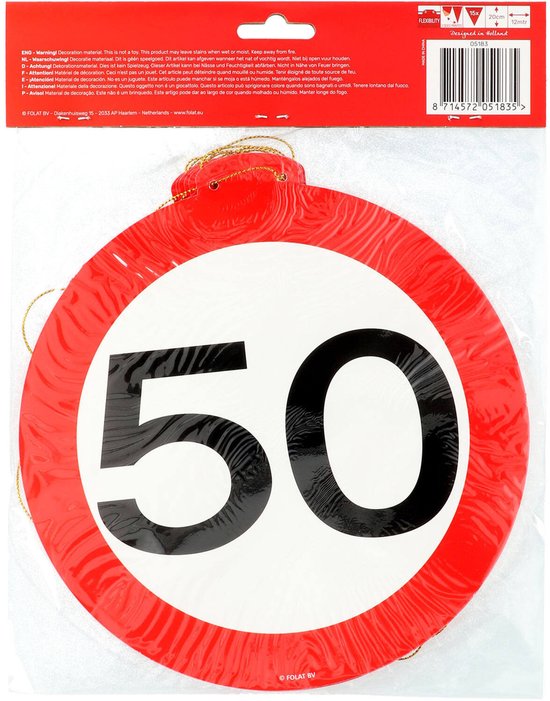 1x décoration de ligne de drapeau 50 ans de panneaux de signalisation 10 mètres
