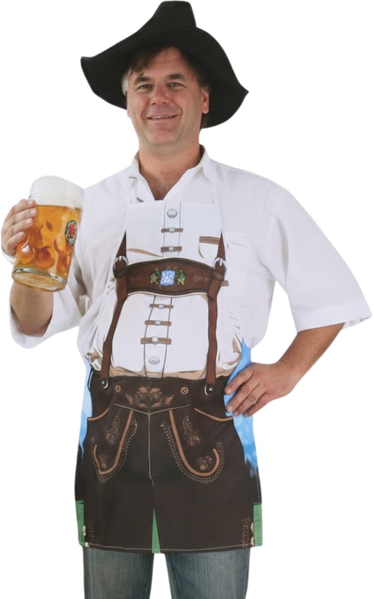 Oktoberfest Keukenschort man met lederhose
