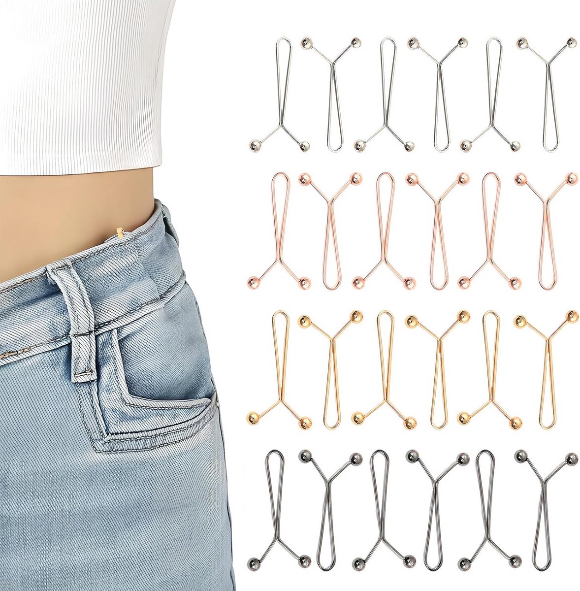 Broekband Clips - Verstelbare Knopen - Taille Aanpassen - Zonder Naaien - 24 Stuks
