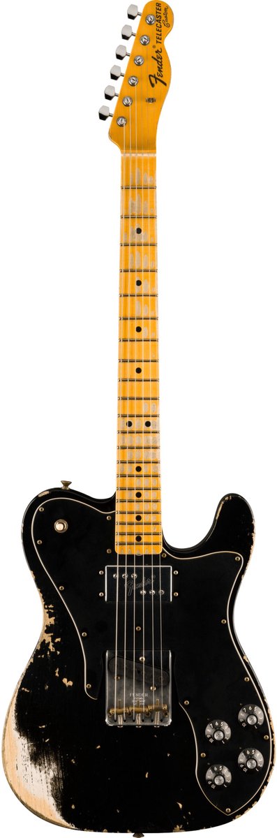 Fender 70s Tele Custom Heavy Relic Black - Custom elektrische gitaar