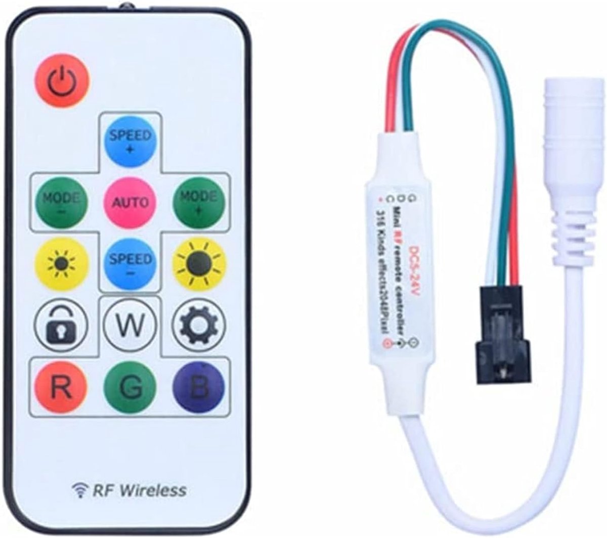 Mini LED Controller - Afstandsbediening Ontvanger - LED Strip Bediening - Draadloos Instelbaar - DC5-24V - RGB