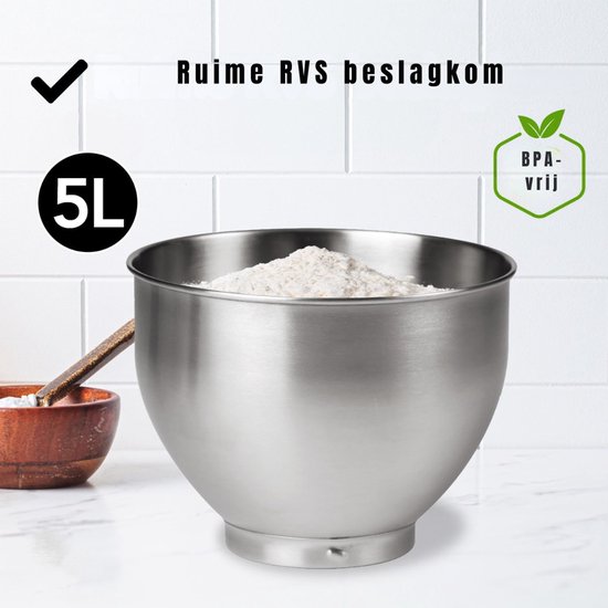 SVN® Mixer met mengkom - Mixer - Mixer met mengkom keukenmachine - Zwart - ‎37cm x 24cm x 32cm van Merkloos — afbeelding 3