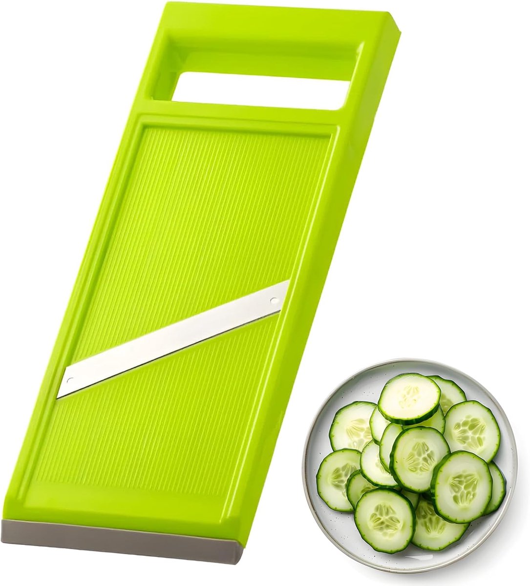 carmderin - Groentesnijder - Handmatige Groentesnijder van Roestvrij Staal – Ergonomische Handgreep – Draagbare Slicer voor Komkommer, Aardappelen, Kaas, Uien en Groenten – Duurzaam, Scherp & Gemakkelijk te Reinigen