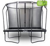 VirtuFit Rechthoekige Trampoline met Veiligheidsnet - 183 x 274 cm - Incl. Beschermrand en Gratis Trapje - Extra Veilig - Water- en UV-bestendig - Max. 150 kg - Voor Kinderen en Volwassenen - Zwart