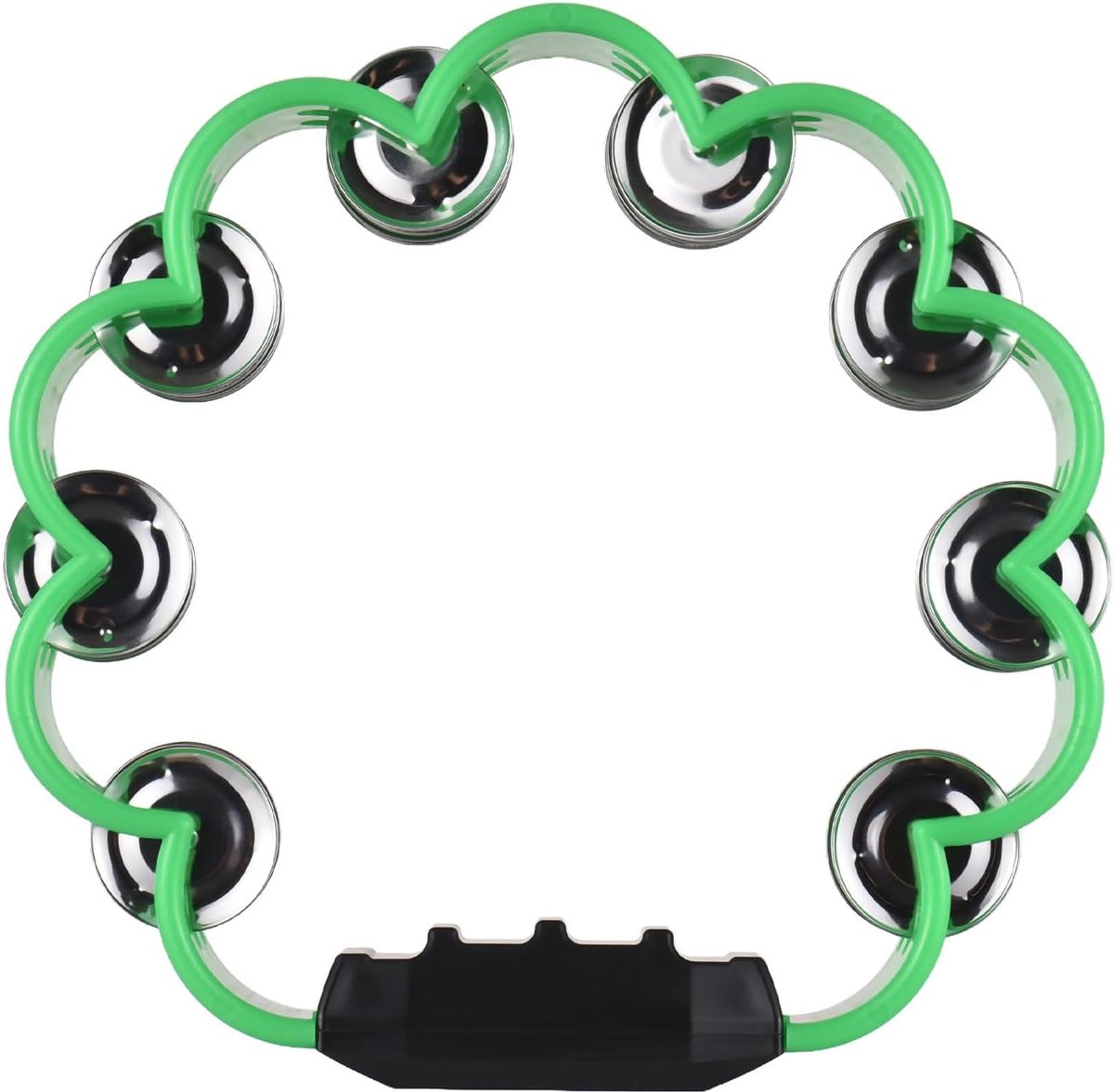 Hand Tamboerijn - Percussie Instrument - Muziek Maken - Dubbele Jingles - 21 cm Diameter - Groen