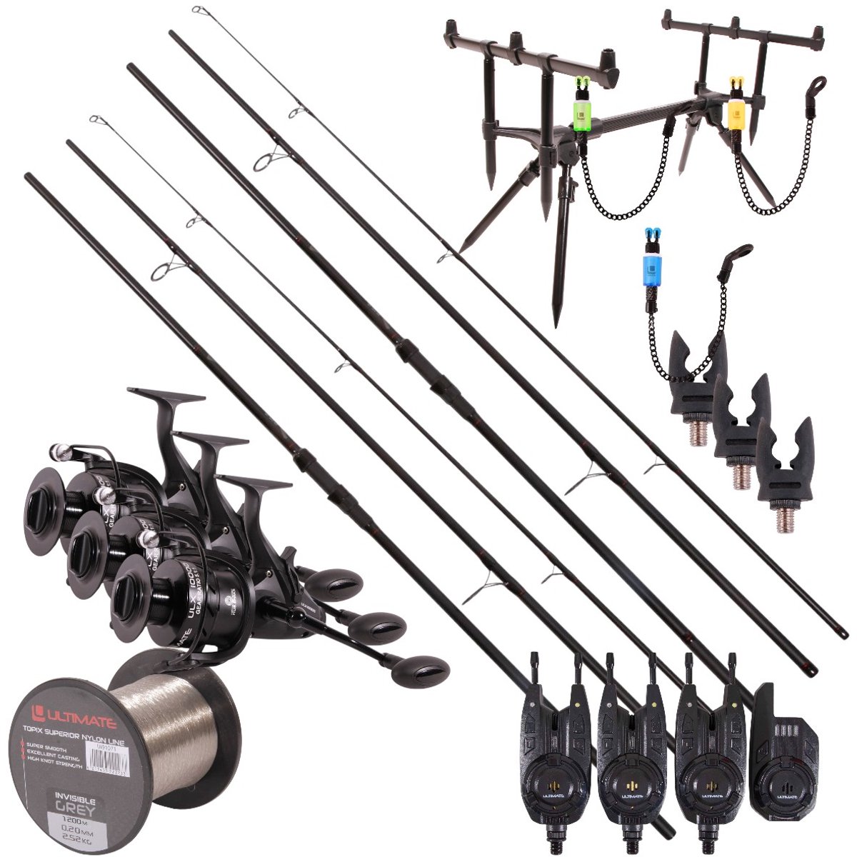 Ultimate Adventure Carp Triple Rod Set - Karper Set