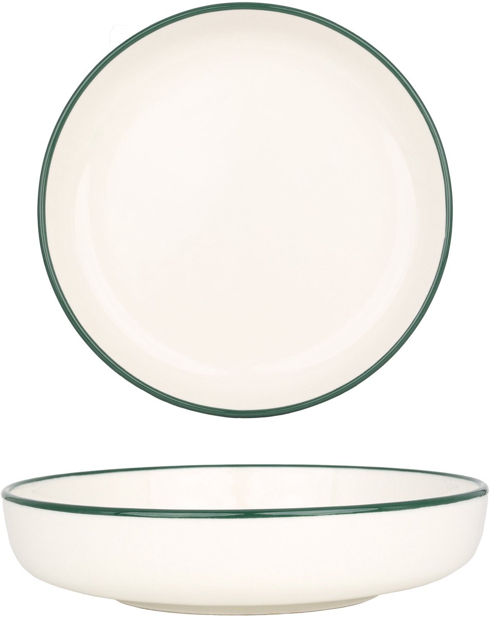 Rinart Diepbord - Green Edge - Porselein - 17 cm (410cc) - set van 6