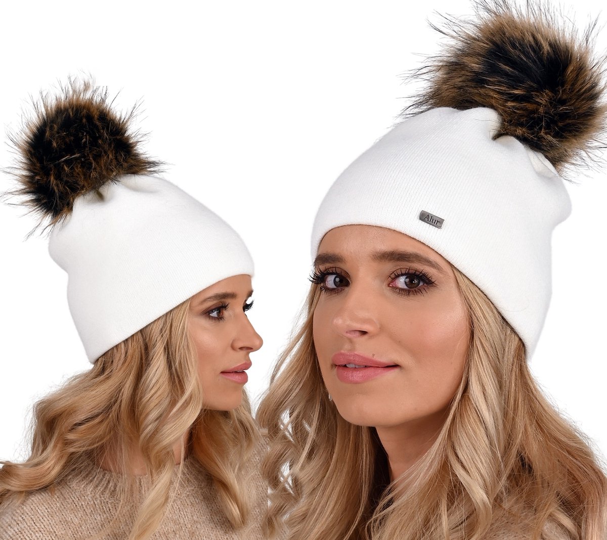 Alur - Wintermuts met Grote Pompon - Twee Lagen - Klassieke Stijl