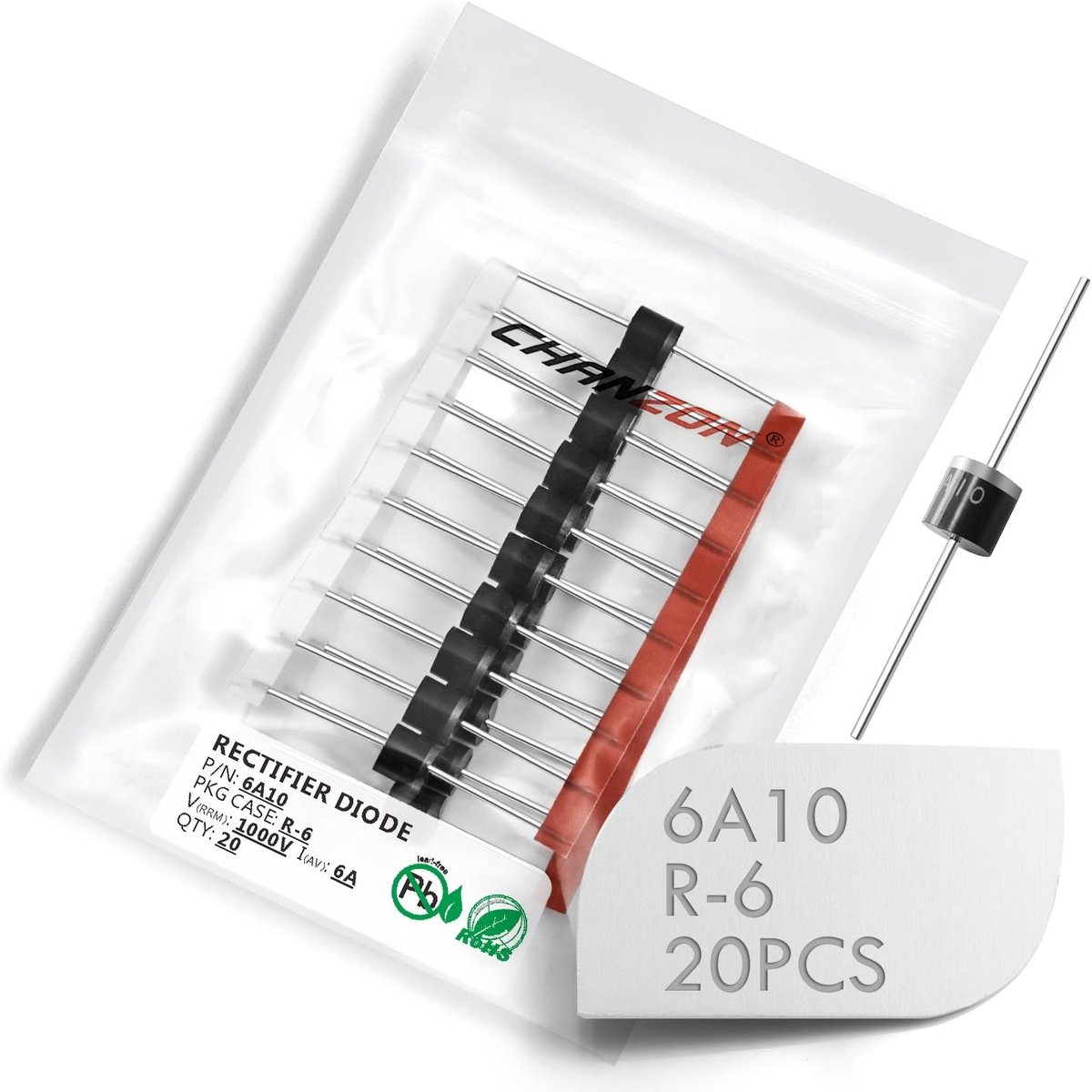 Gelijkrichter Diode - Elektronische Component - Stroom Omzetten - 6 Amp 1000 Volt - Axiaal R-6