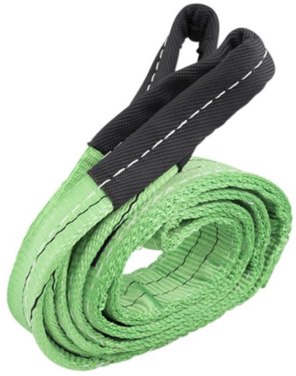 Hijsband 2 ton, groen, 2 meter, dubbel gelaagd, lussen - TRAILERGEAR