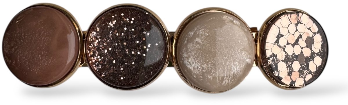 Haarspeld Color Hairclip Cabochon – Bruin Taupe Sparkle | Elegant met Gouden Frame