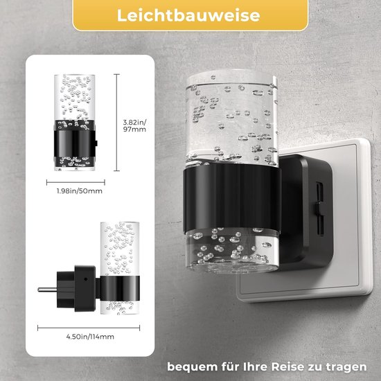 Nachtlampje Stopcontact - Kindernachtlampje LED - Veilig Lopen - Automatische Schemersensor - 12 x 10 x 65 cm - Zwart — afbeelding 2