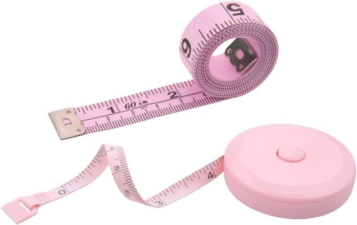 Zacht Meetlint Set - Lichaamsmeting Tape - Naaien Meten - Automatisch Intrekbaar - 15 Meter - Roze