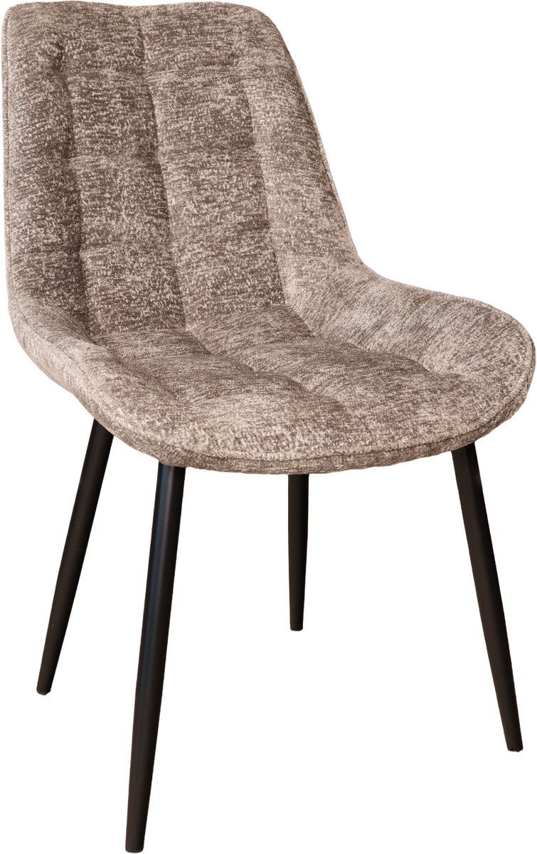 Lizzely Garden & Living SET DEAL: 4 stuks Eetkamerstoel De Vince grijs chenille eetstoel zetel