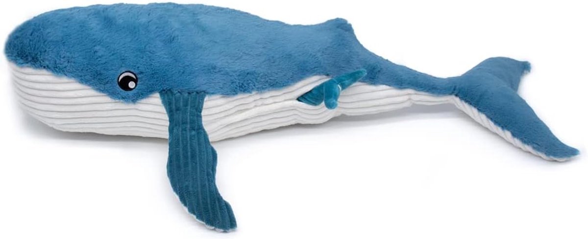 Pluche Walvis - Knuffel Dieren - Baby Cadeau - Mama met Baby - 75 cm - Blauw