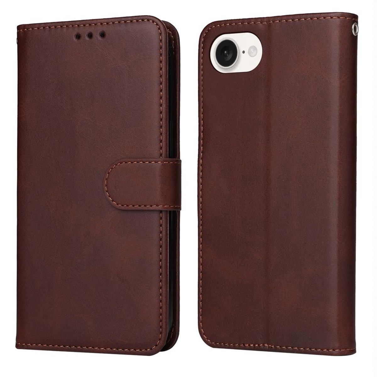 Mobigear Telefoonhoesje geschikt voor Apple iPhone 17e Hoesje | Mobigear Wallet Bookcase Portemonnee | Pasjeshouder voor 3 Pasjes | Telefoonhoesje voor Pinpas / OV Kaart / Rijbewijs - Bruin