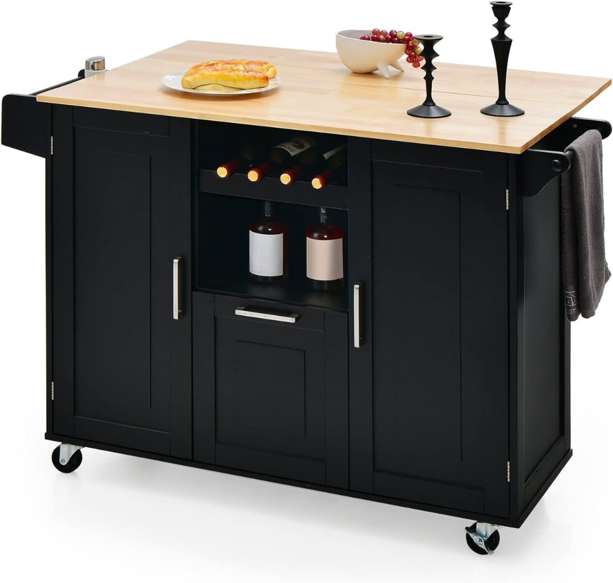 Nexvo®Keukeneiland Verplaatsbaar - Keukeneiland - Kookeiland - Zwart - 40cm x 90cm x 130cm