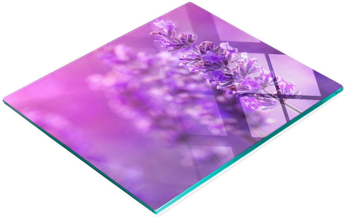 Decoratieve snijplank van gehard glas in lavendelkleur, 60x52 cm