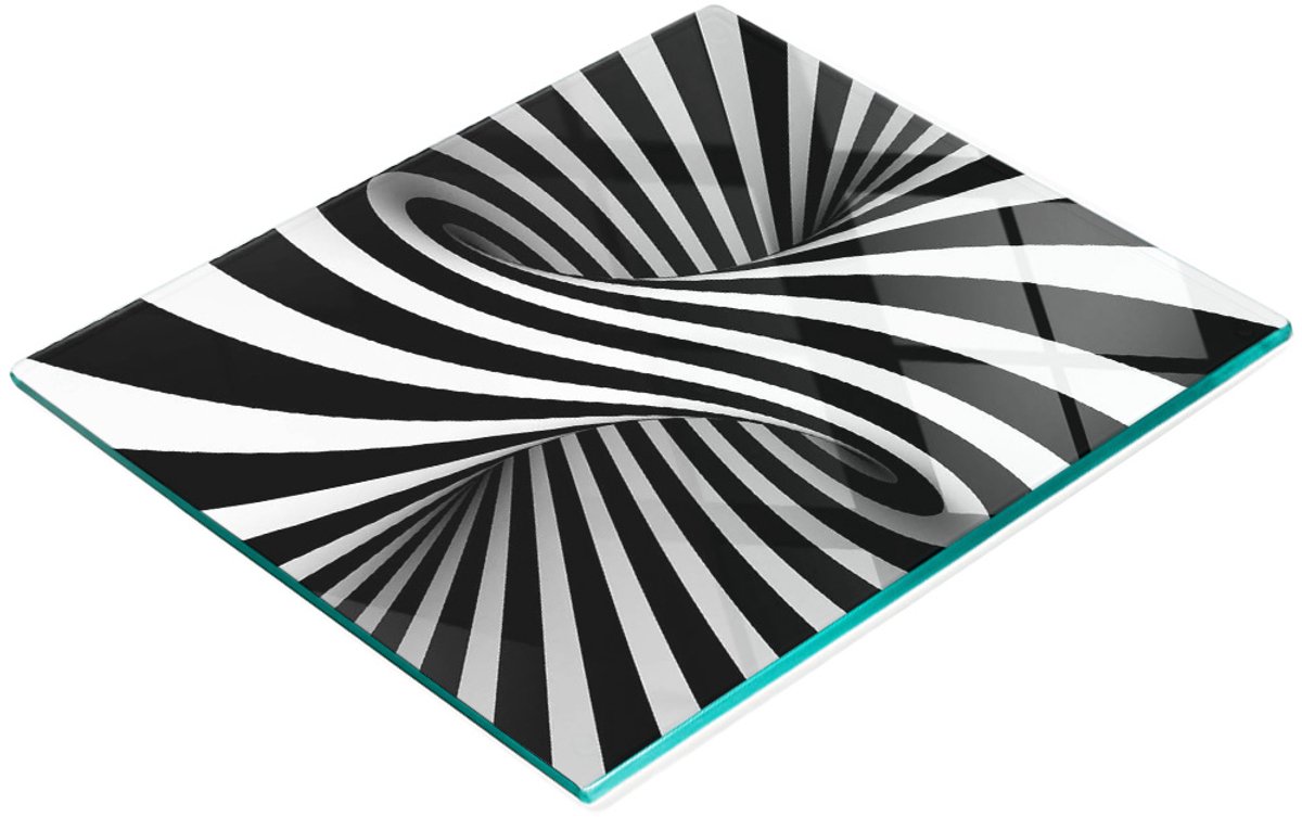 Decoratieve glazen snijplank voor in de keuken, abstract wervelpatroon, 60x52 cm