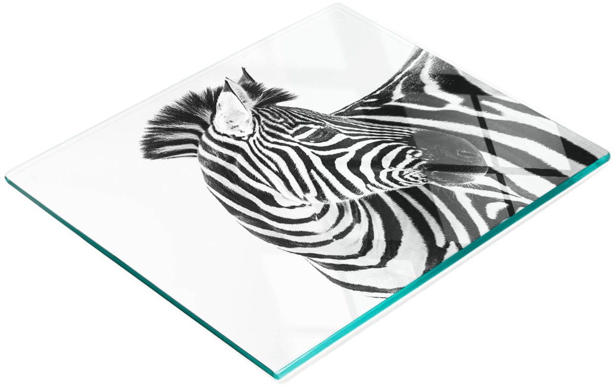 Glazen keukensnijplank met zebraprint in de sneeuw, 60x52 cm
