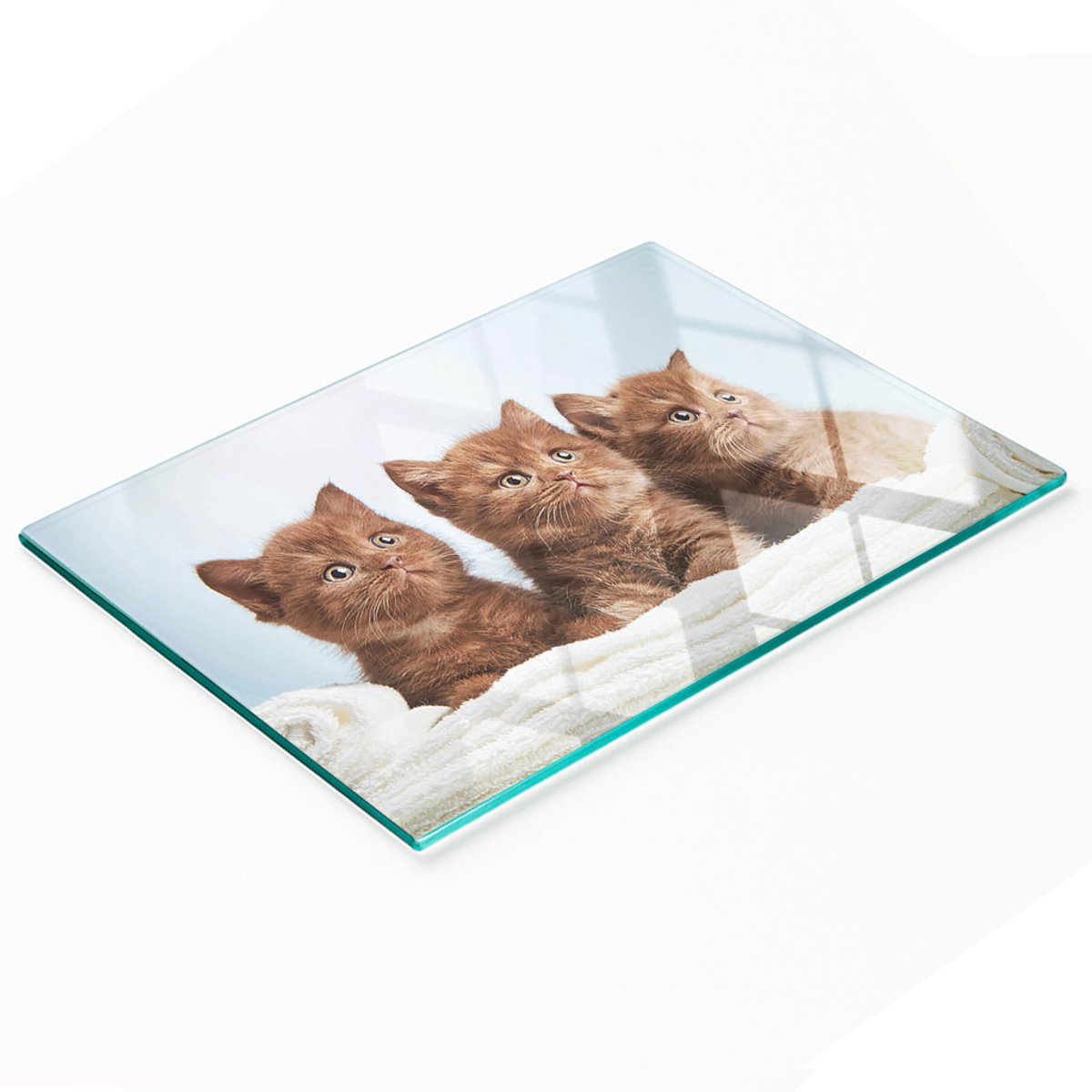 Keukenplank van gehard glas met afbeeldingen en handdoek voor kittens, 80x52 cm