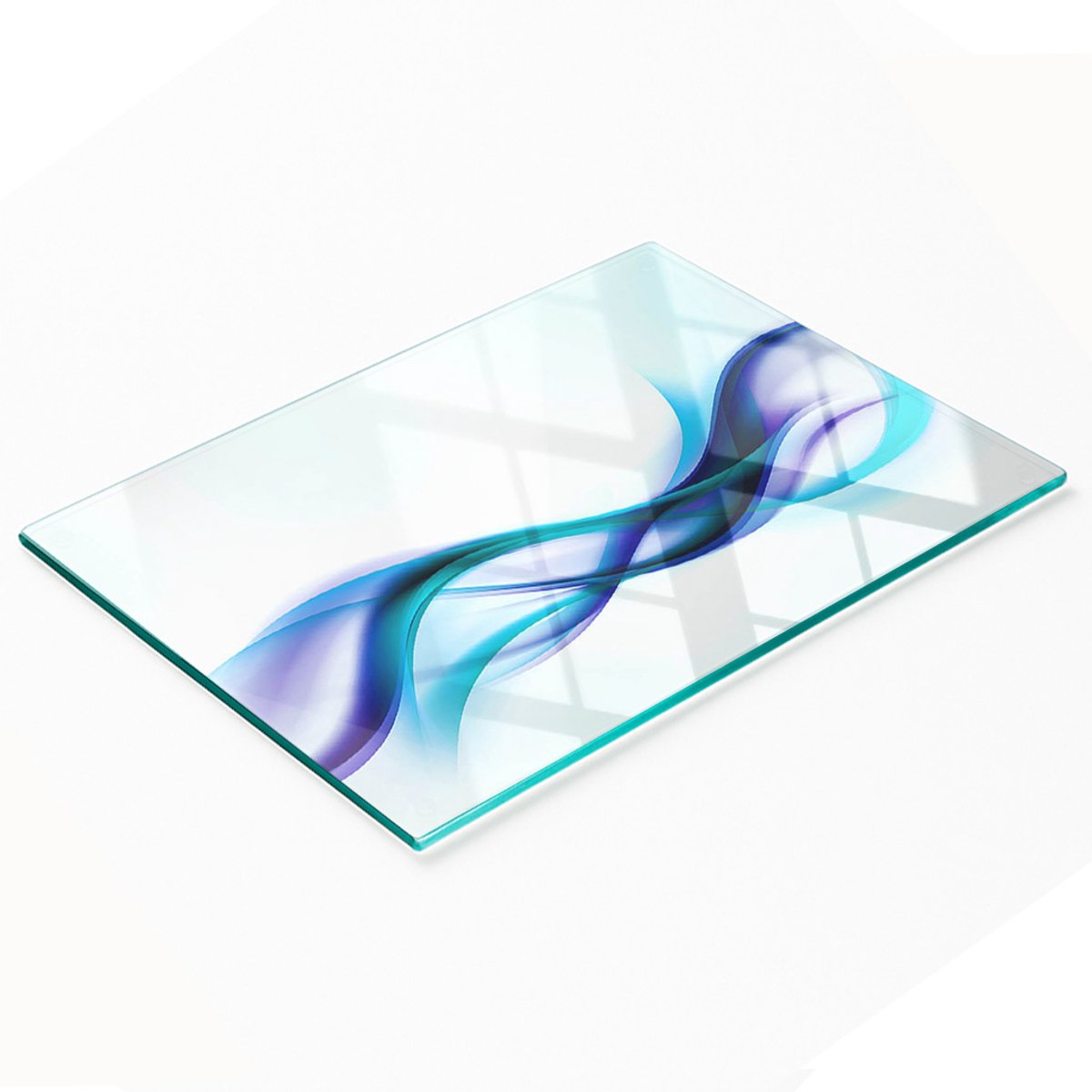Decoratieve glazen snij- en serveerplank met abstract golvenpatroon, 80x52 cm