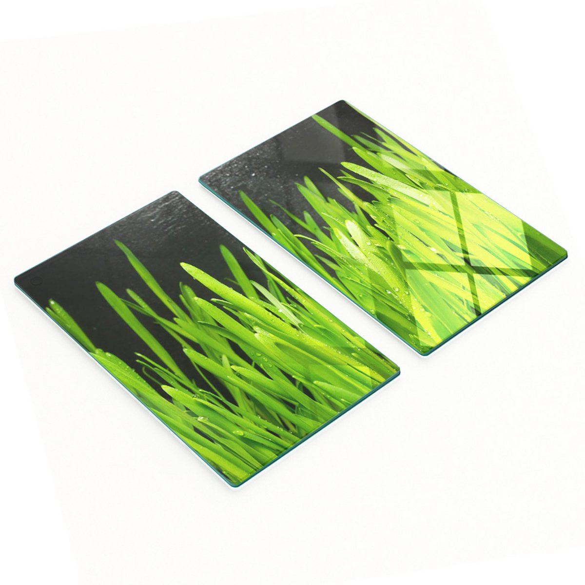 Multifunctionele decoratieve glazen borden met grasprint 2x30x52 cm