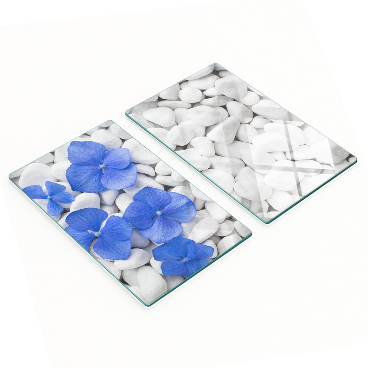 Decoratieve glazen serveerplanken voor snacks, hortensia-motief, 2x30x52 cm