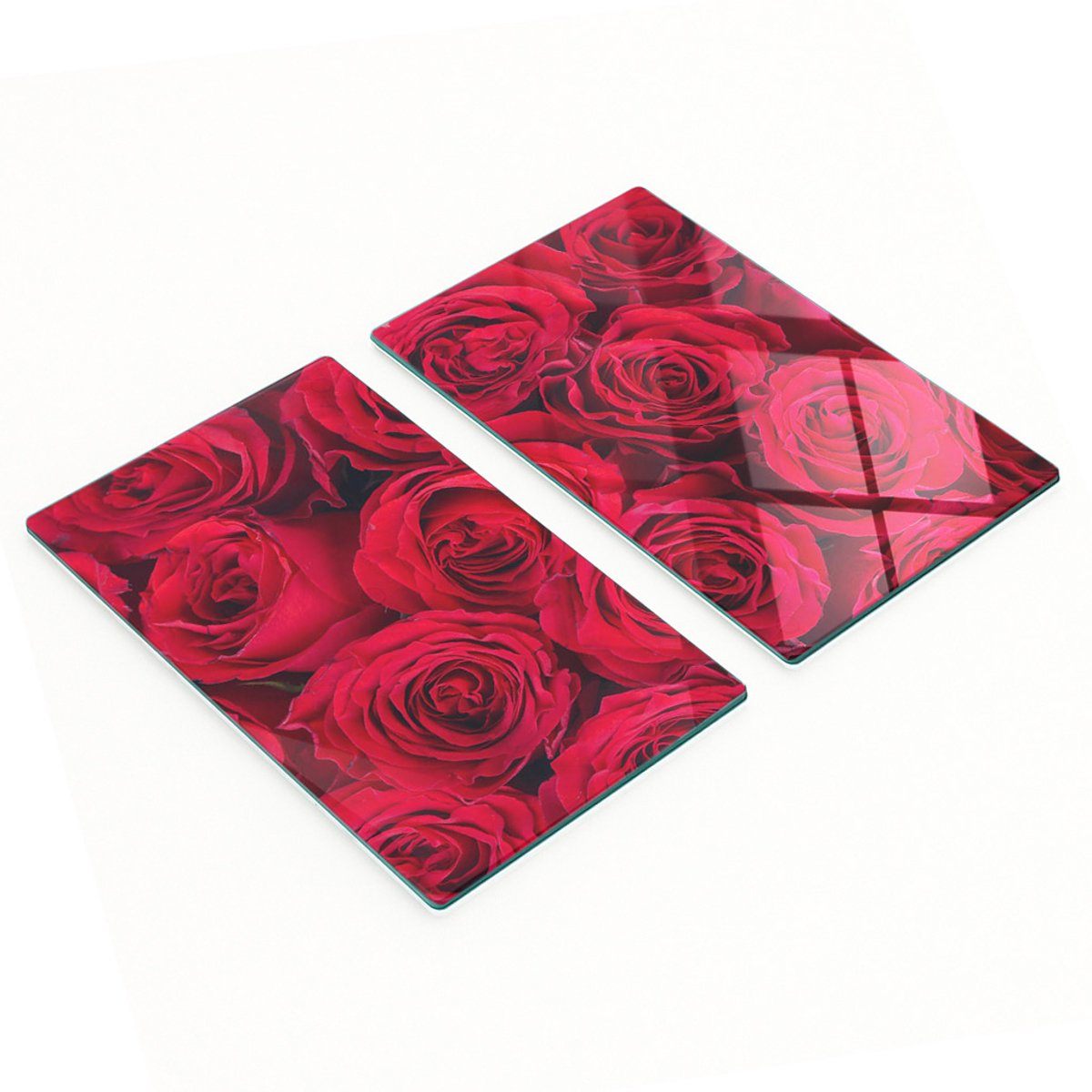 Set van keukenplanken van gehard glas met rozenmotief, 2x30x52 cm