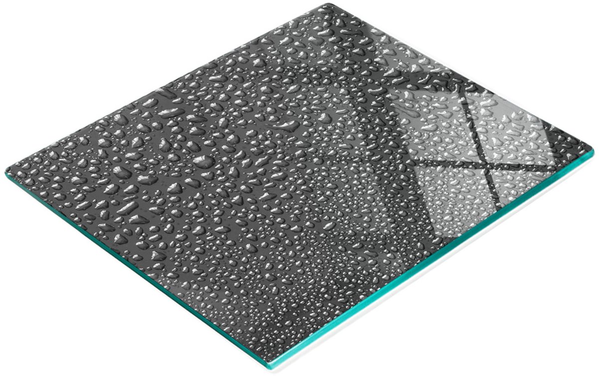 Glazen serveerplank met waterdruppelmotief, zwart, 60x52 cm