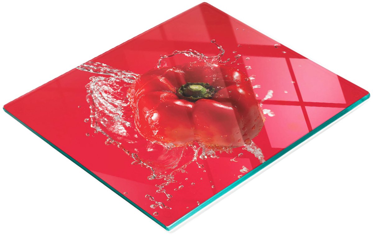 Decoratieve snijplank van gehard glas, rode peper, 60x52 cm