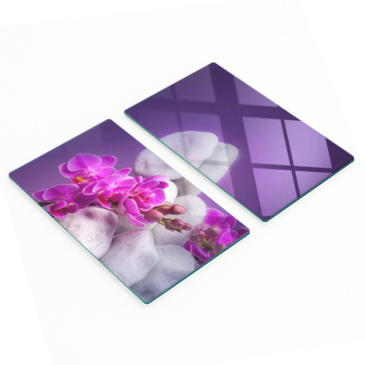 Multifunctionele decoratieve glazen borden met orchideeënprint 2x30x52 cm