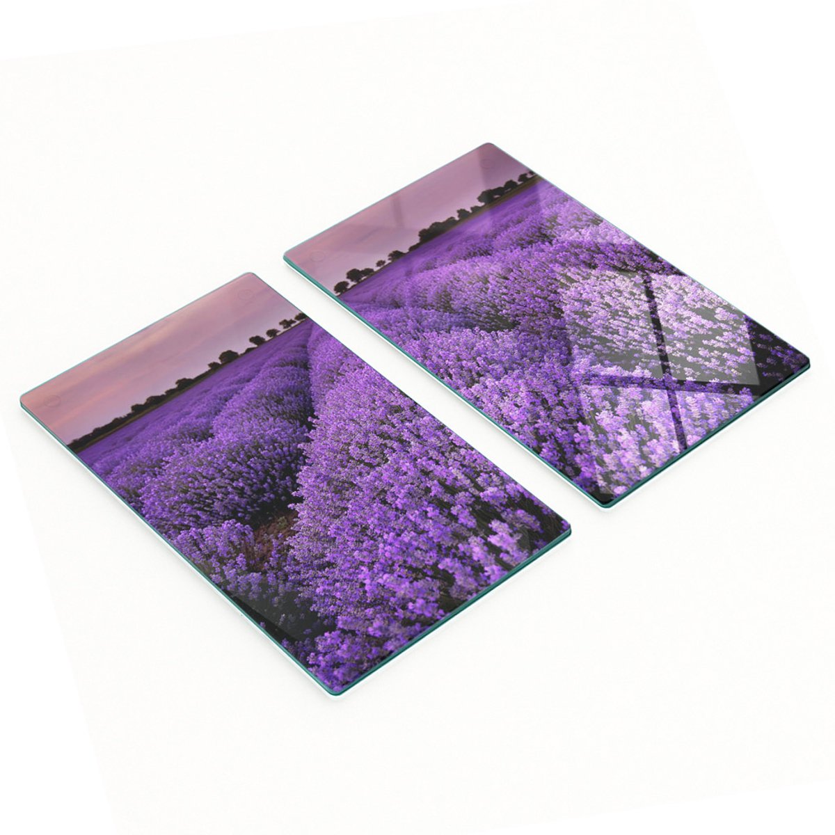 Geharde multifunctionele decoratieve glazen borden Lavendelveld 2x30x52 cm