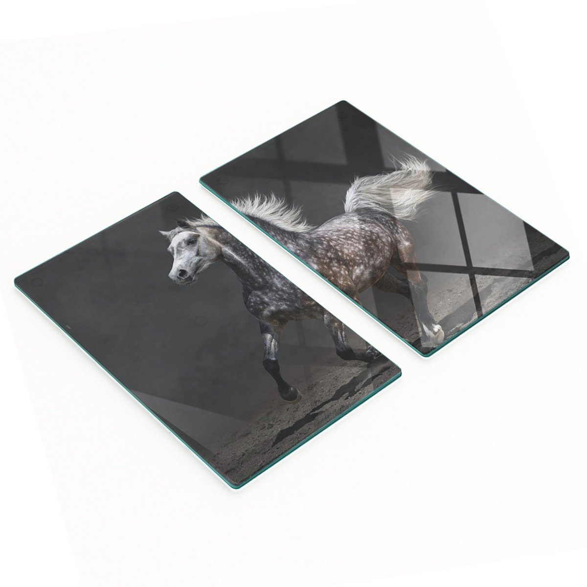 Multifunctionele decoratieve glazen keukenplanken met Arabisch paard, 2x30x52 cm