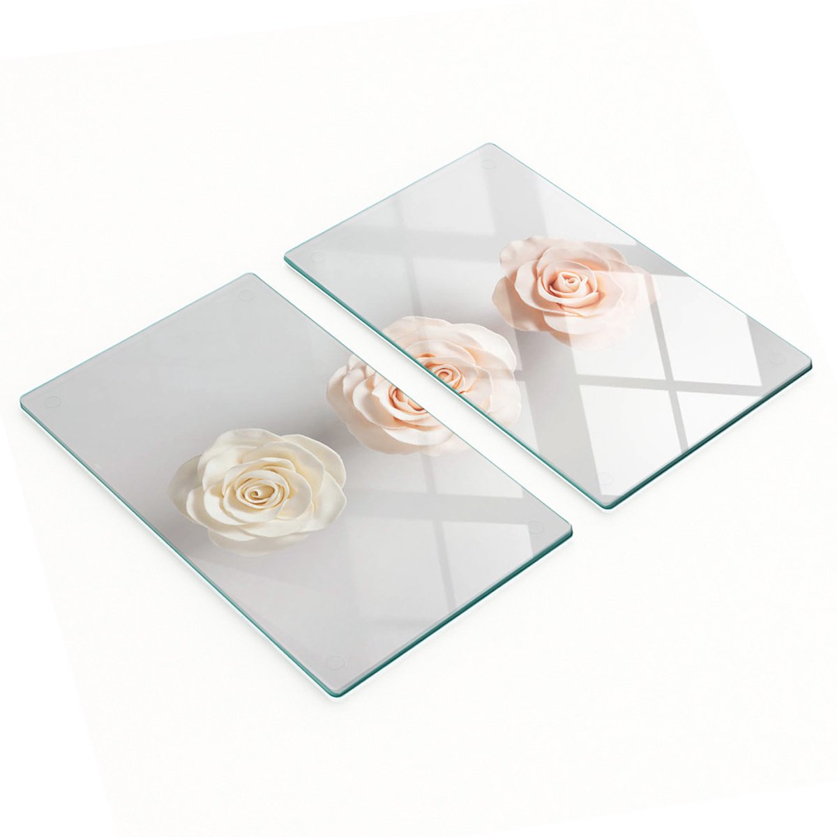 Multifunctionele decoratieve keukenplanken van gehard glas met rozenmotief, 2x30x52 cm