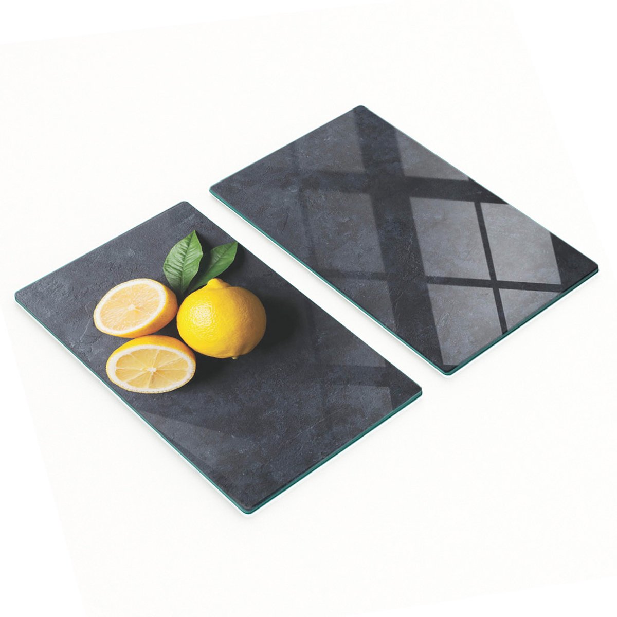 Decoratieve snijplanken van gehard glas met citroensteenmotief, 2x30x52 cm