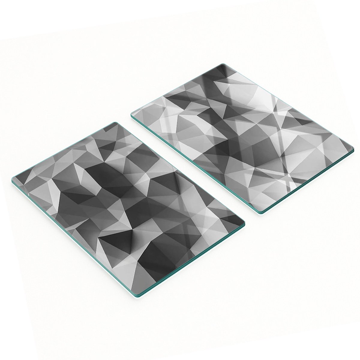 Duurzame en stijlvolle glazen borden met abstract driehoekspatroon 2x40x52 cm