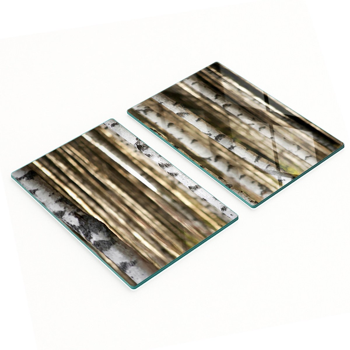 Set van gehard glazen keukenplanken met berkenpatroon, 2x40x52 cm