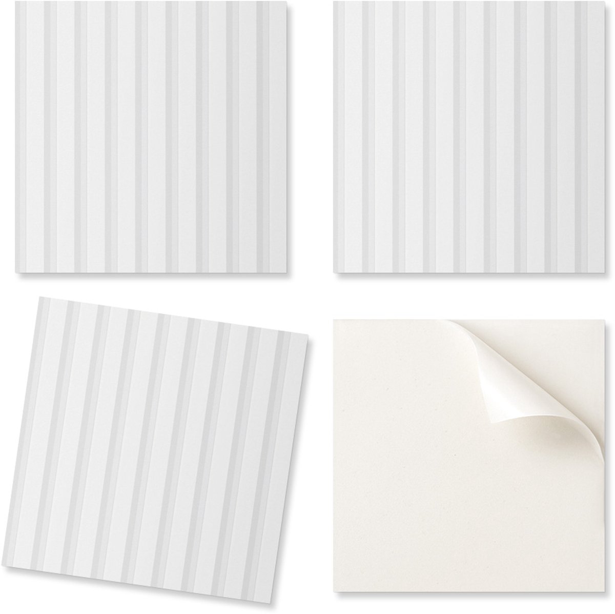 Verpakking met vinyltegels met decoratieve verticale strepen voor keuken of badkamer, 4x50x50 cm